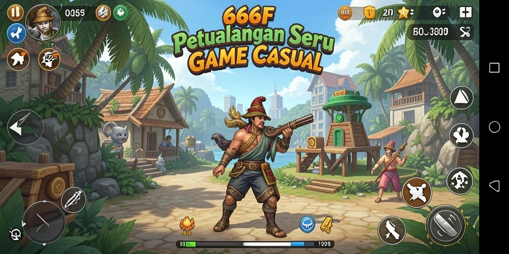 Screenshot gameplay 666F yang menunjukkan petualangan seru dan karakter-karakter unik.
