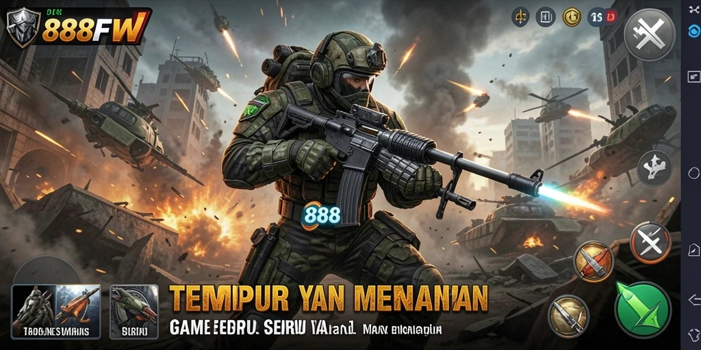 Tampilan gameplay seru dalam 888FW dengan aksi tembak-menembak yang intens.