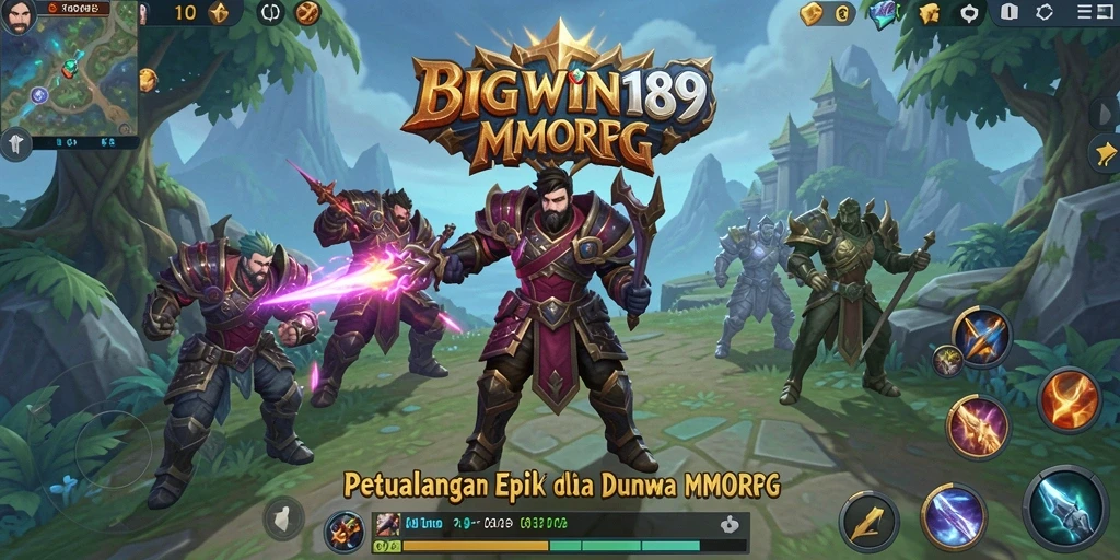 Tangkapan layar dari gameplay BIGWIN189 yang menunjukkan pertempuran epik dalam dunia MMORPG.