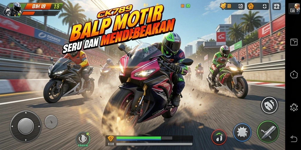 Tampilan permainan balap motor di CK789 yang seru dan mendebarkan.