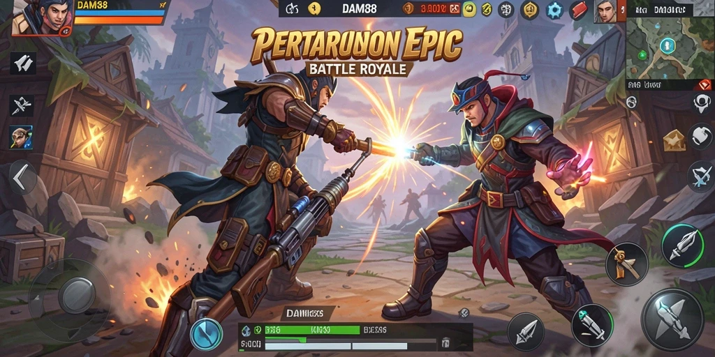 Tangkapan layar utama gameplay DAM88 yang menampilkan aksi Battle Royale yang mendebarkan.