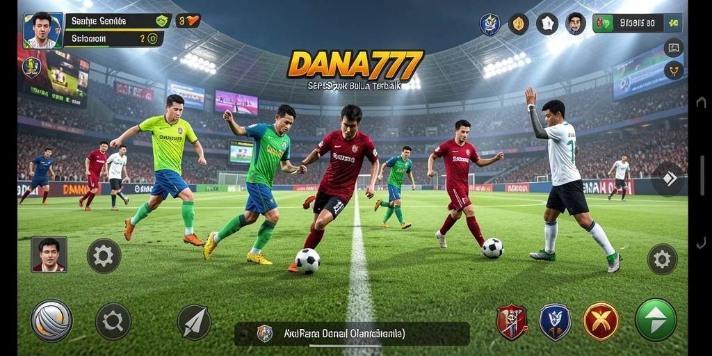 Tampilan gameplay mendebarkan dalam DANA777 dengan aksi sepak bola dinamis.