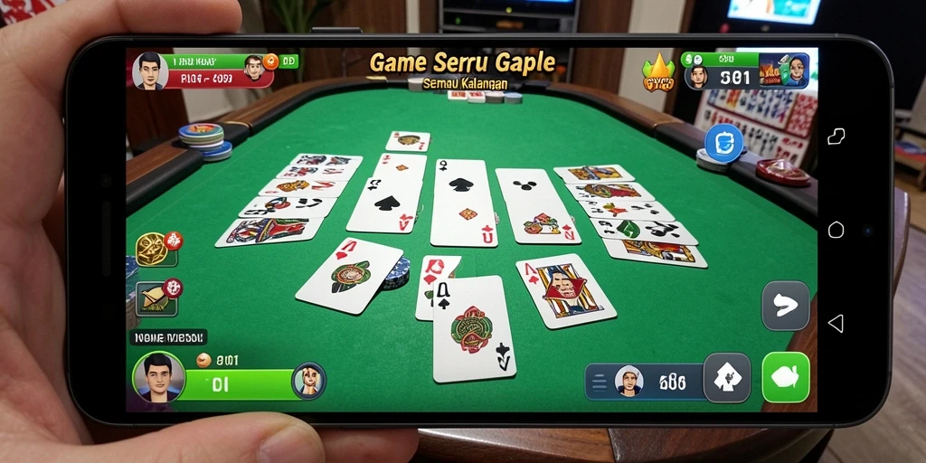 Screenshot utama DYO1 menampilkan aksi seru dalam permainan Gaple yang kompetitif.