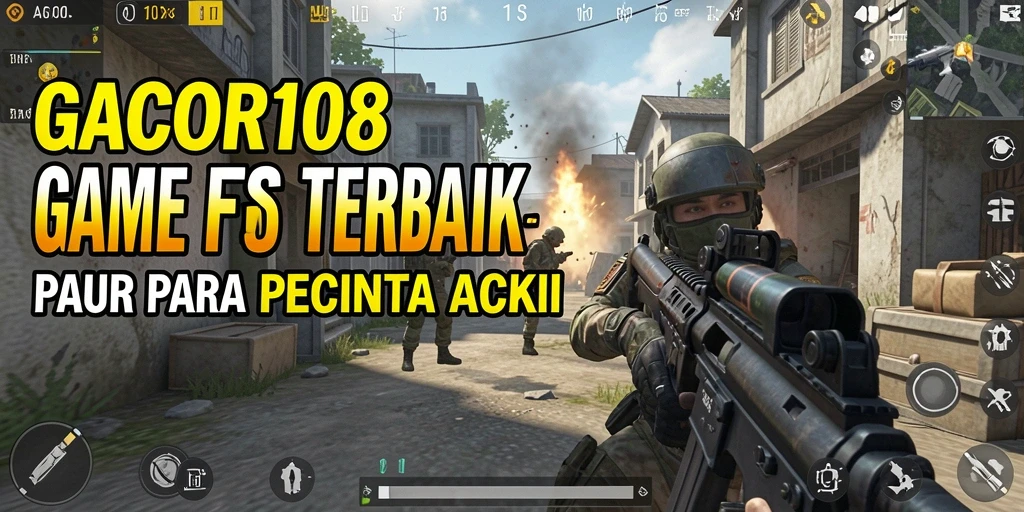 Screenshot gameplay GACOR108 menampilkan aksi intens dalam pertempuran FPS.