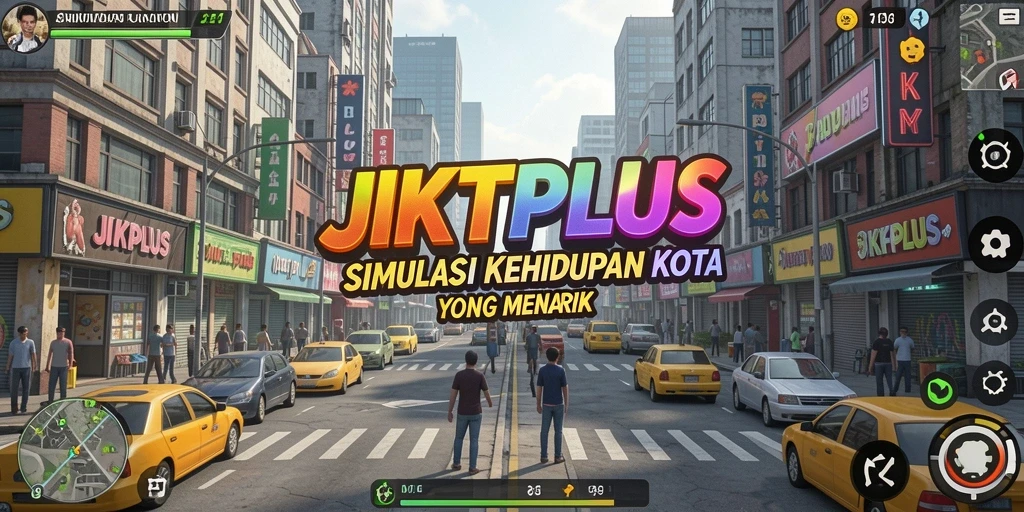 Tampilan gameplay menarik dari JKTPLUS yang menunjukkan fitur simulasi kehidupan.