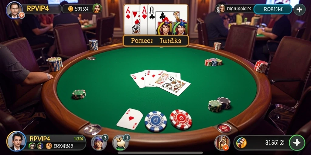 Tampilan seru dari gameplay RPVIP4 saat bermain Poker secara langsung.