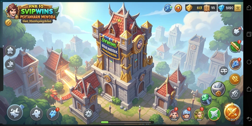 Menampilkan aksi seru dalam gameplay Tower Defense SVIPWINS.
