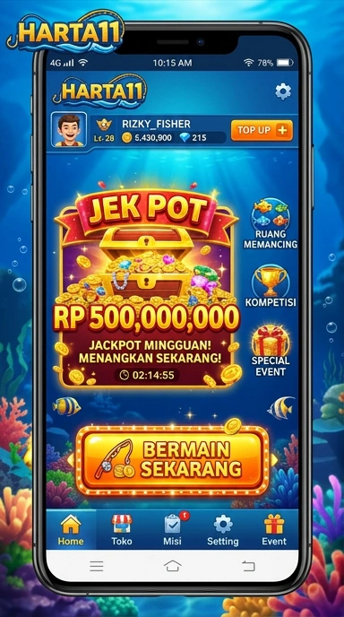Tampilan antarmuka aplikasi harta11 yang simpel dan menarik.